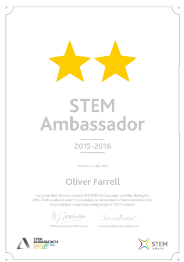 Riconoscimento per gli ambasciatori STEM